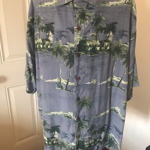 Mens Blue Hawaiian Tommy Bahama Silk Shirt XL